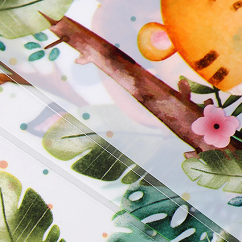 100 шт. самозапечатывающиеся животные джунглей мешки для печенья конфет Wild One Safari