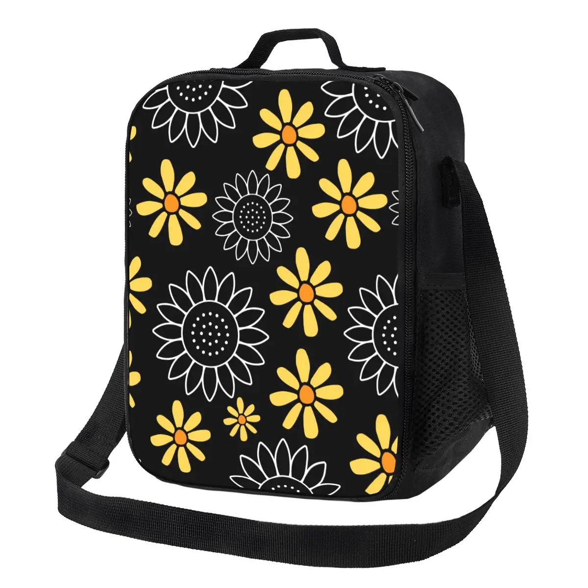 

Sunflower Pattern Lunch Bag Cute Flower Retro Lunch Box School Portable Zipper Tote Food Bags Designer Cooler Bag