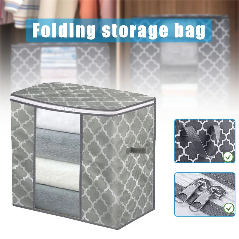 

Foldable Clothing Storage Bag with Visual Window Large Capacity rganizer Clothing Storage Bag Home Bedroom gass