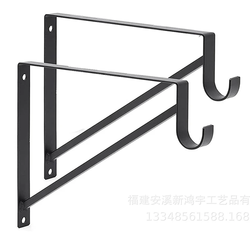 

2 Pieces Heavy Duty Clothes Rail Brackets Shelf And Rod Brackets With Screws (Black)