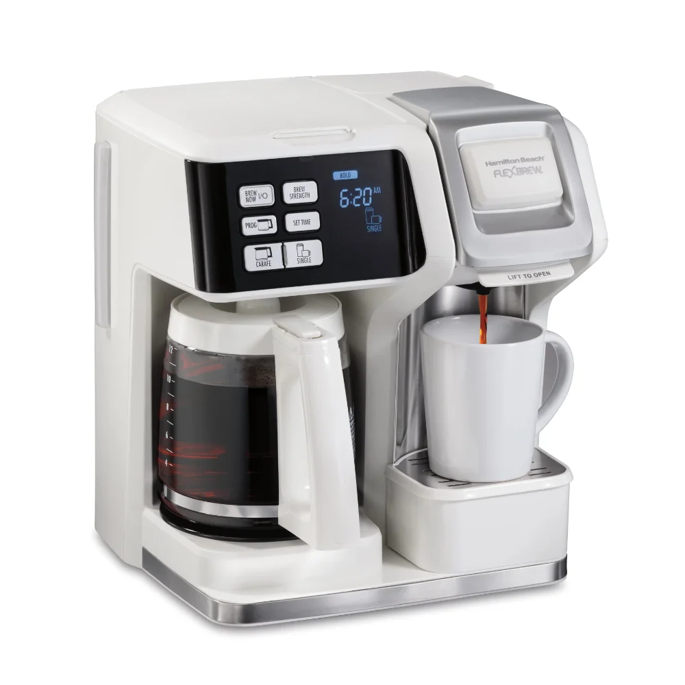 

FlexBrew 2-Way Coffee Maker, Single-Serve & 12 Cup, White, 49947yxb