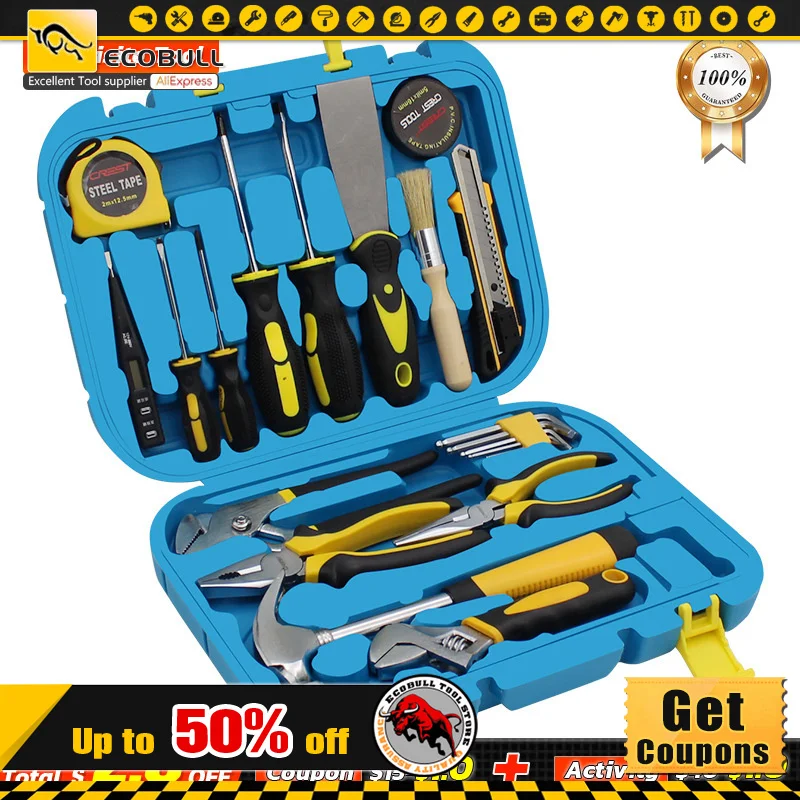 

21pcs/set Household Tool Set Multifunctional Hardware Toolbox Home Circuit Testing Maintenance Combination DIY Hand Tool Kit