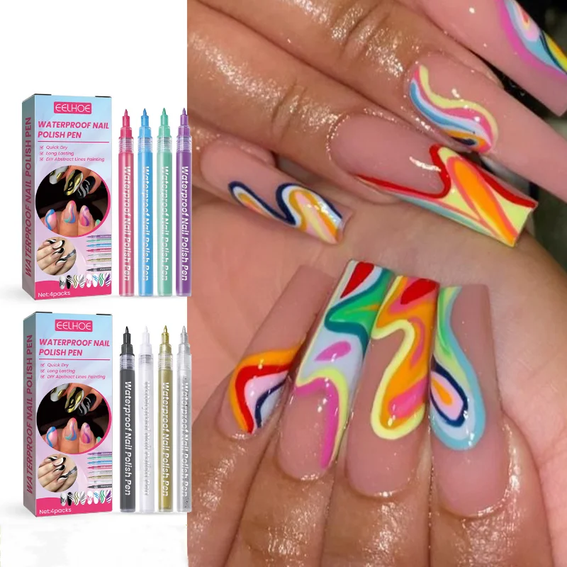 

Sdotter 1Set Nail Art Drawing Pen Graffiti Nail Acrylic Pen Waterproof Painting Liner DIY 3D Abstract Line Nail Art Beauty Tool