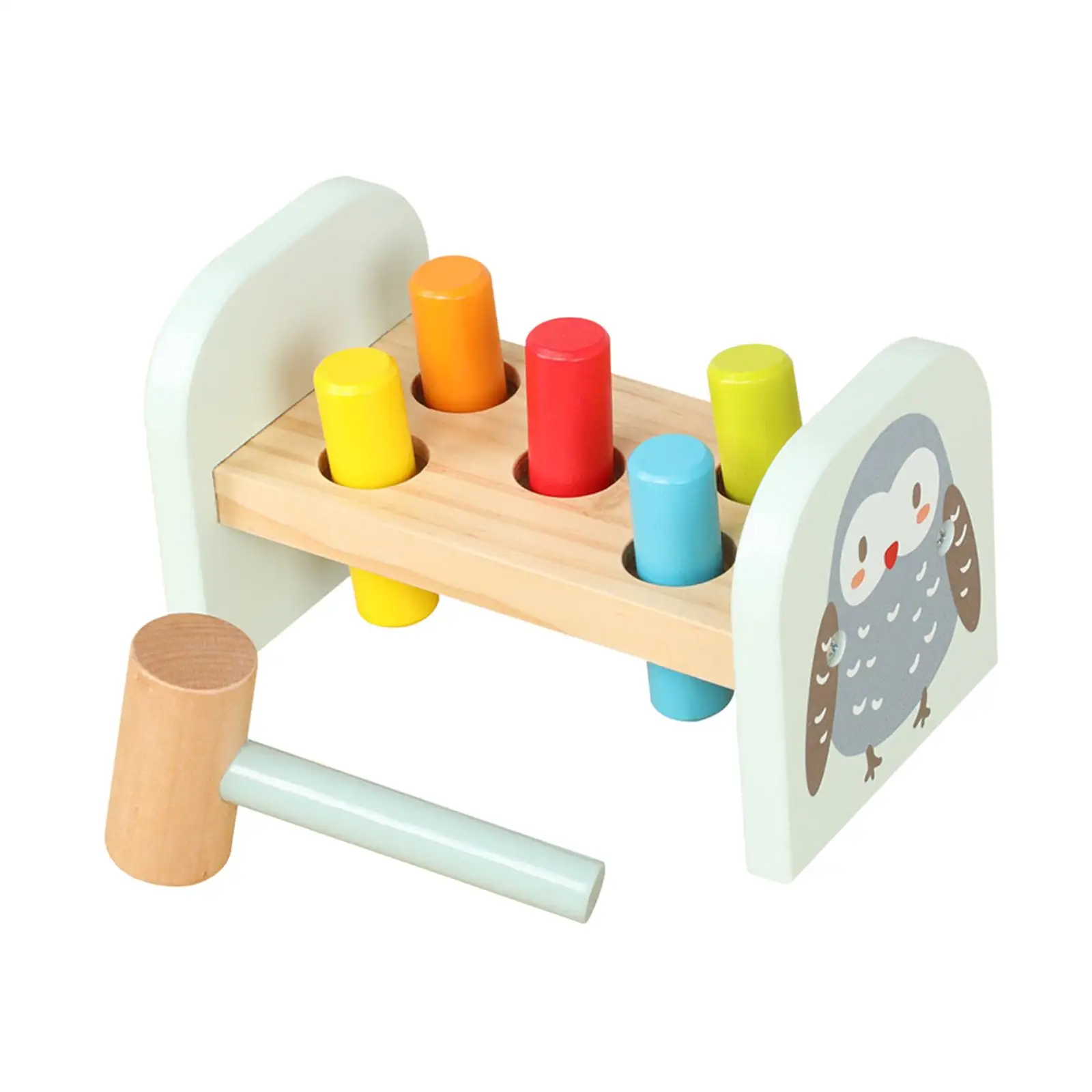 

Pounding Bench Wood Toy Hand Eye Coordination Color Cognitive with Mallet Wooden Pounding Bench for Party Favors Kids Preschool