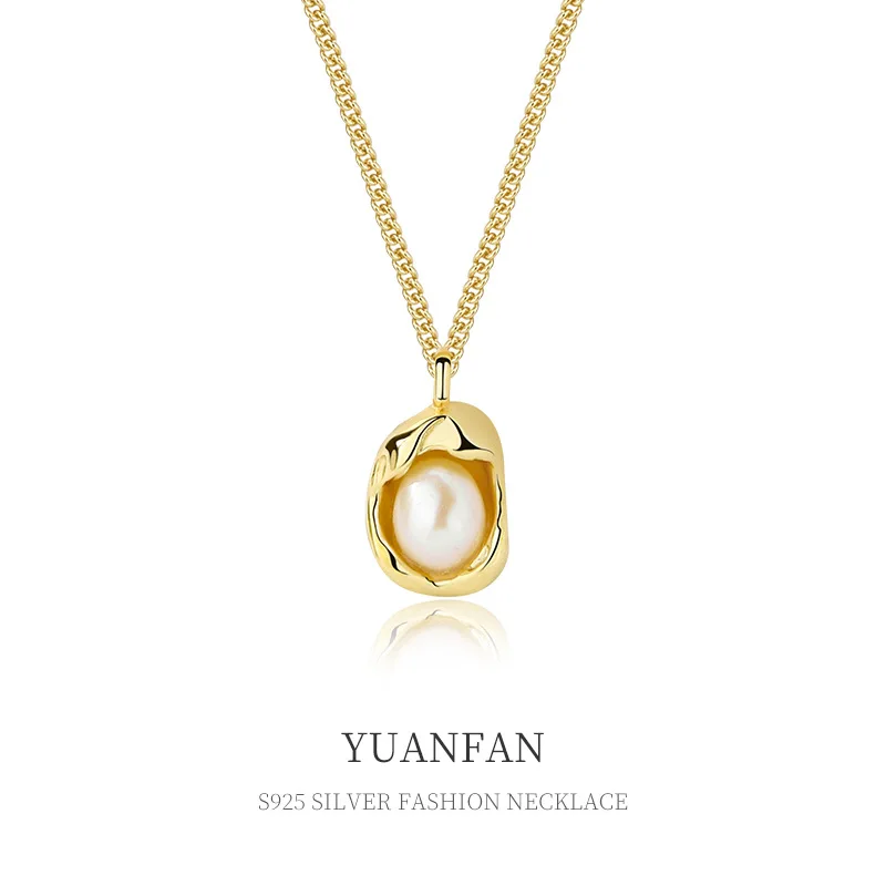 

Ins Pearl Pendant 925 Silver Irregular Retro Collar Chain Designer Jewelry Luxury Accessories Premium Handmade Jewelry Vintage