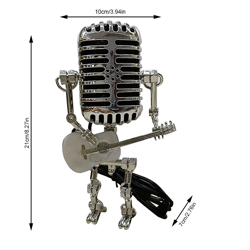 

Микрофон робот настольная лампа с гитарой металлическая железная Искусство настольная лампа Освещение для дома спальни декор белый