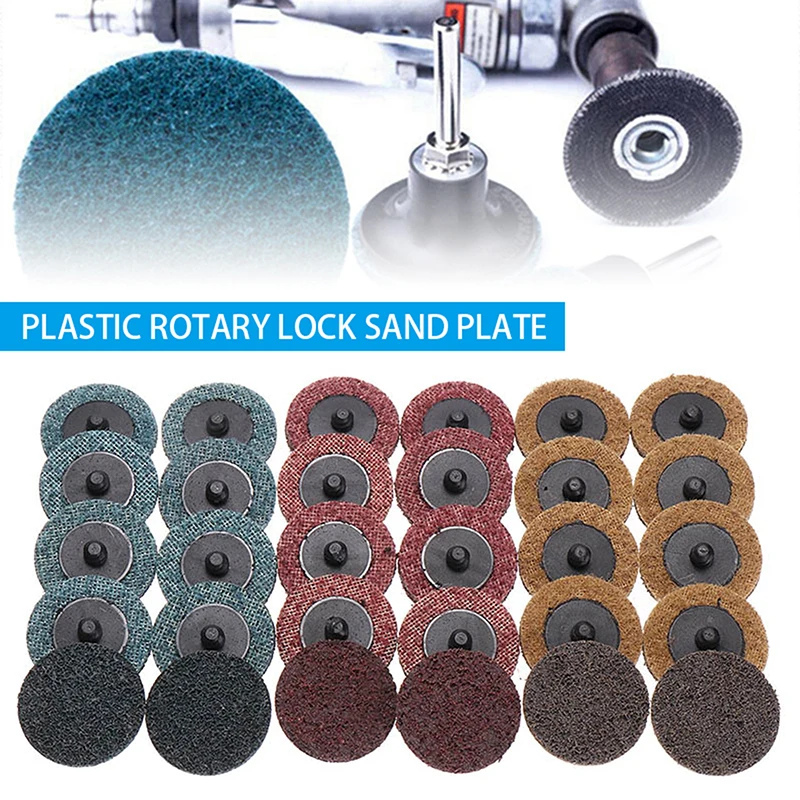 30/31pcs 2 Inch Nylon Sanding Discs Sandpaper with 1/4'' Shank Mixed Grit Conditioning Quick Change Sanding Discs Rotary Tool