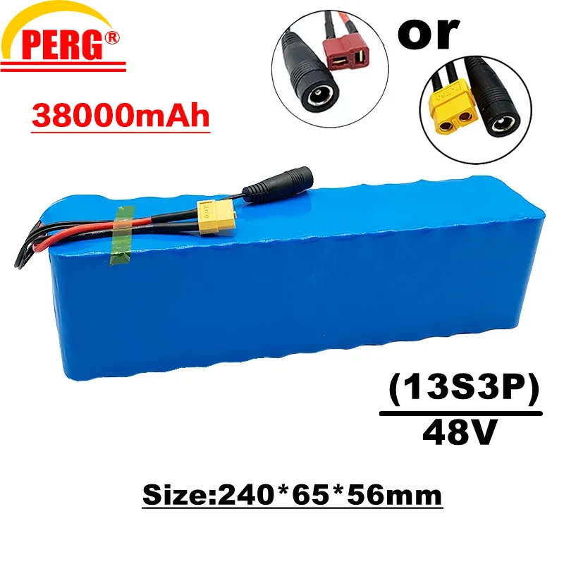 

48V lithium-ion battery pack, 13S3P, 18650 battery. 38Ah, suitable for 54.6V electric bicycles, with built-in BMS, super durable