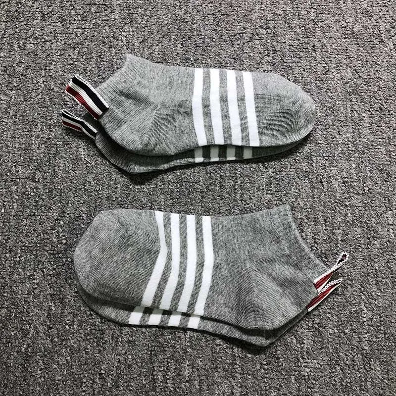 TB THOM 2022 New Socks Men Women 100% Cotton Striped Breathable Fashion Stocking Casual Ankle Low Tube TB Socks Ins 6 Pairs