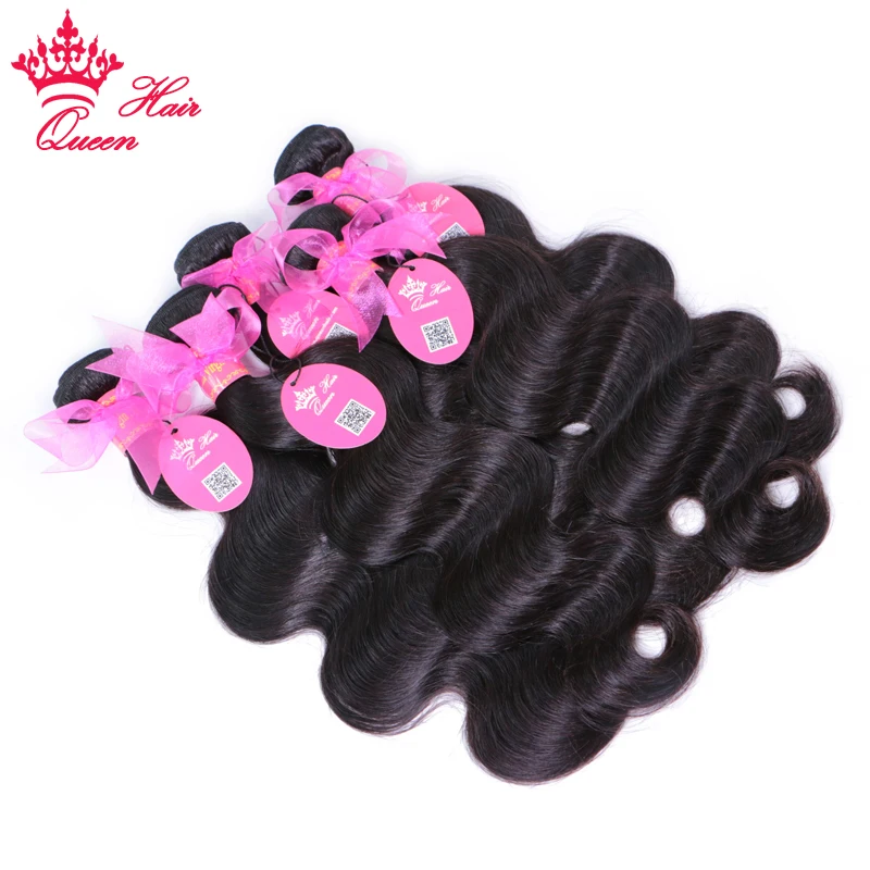 Фото Queen Hair Products Brazilian Raw Hair Weave Bundles Body Wave Hair Weft 1 3 4PCS Bundles Deal 100% Human Hair Extensions Virgin №2
