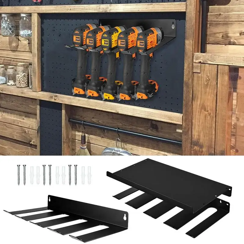 

Drill Holder Wall Mount Drill Tools Rack Shelf Holder Wrench Tool Workshop Screwdriver Power Storage Shelf Accessories For Drill