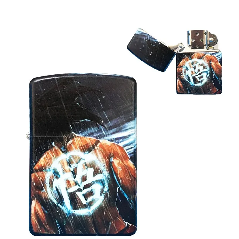 

Dragon Ball Cartoon Anime Saiyan Goku Kerosene Lighter Pure Copper Color Printing Flip Cap Personality Creative Gift for Friends