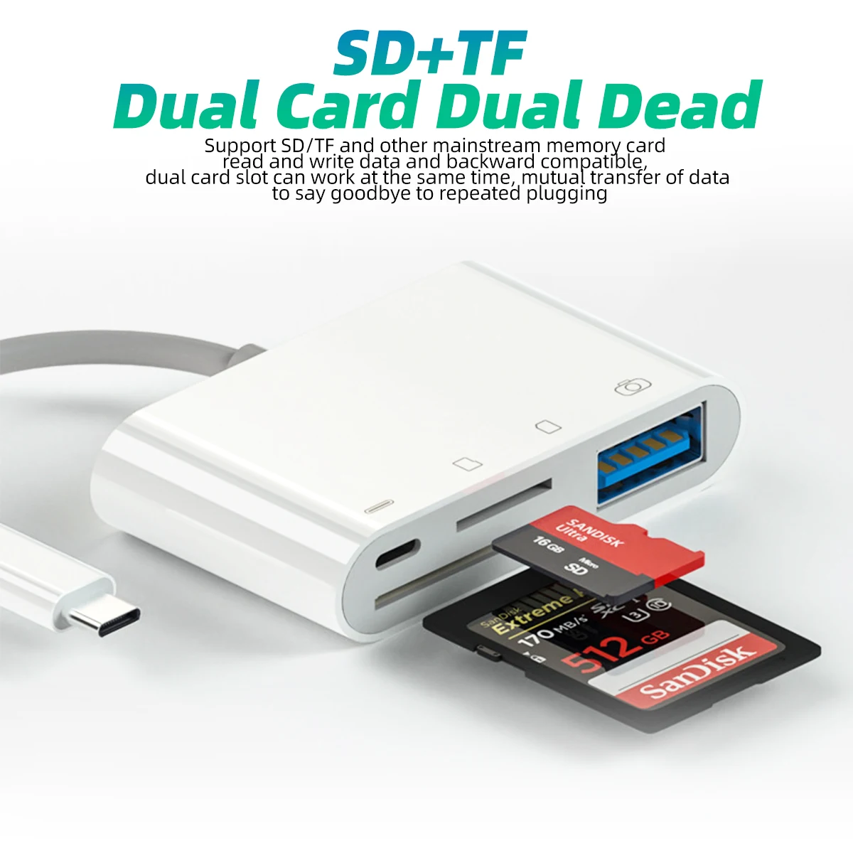 SD Card Reader USB C Card Reader 4 In 1 USB 3.0 TF Type C SD Smart Memory Card Reader High Speed Type C OTG Flash Drive Adapter