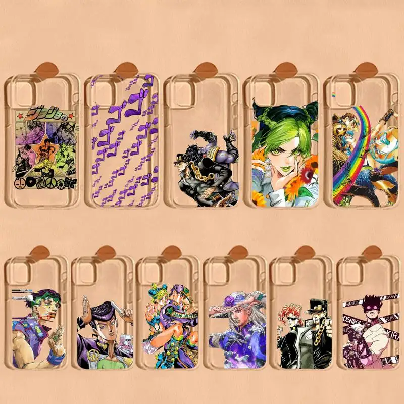 

FHNBLJ Anime JoJos Bizarre Adventure Phone Case For iPhone 11 12 13 14 Mini Pro Max XR X XS TPU Clear Case For 8 7 6 Plus SE