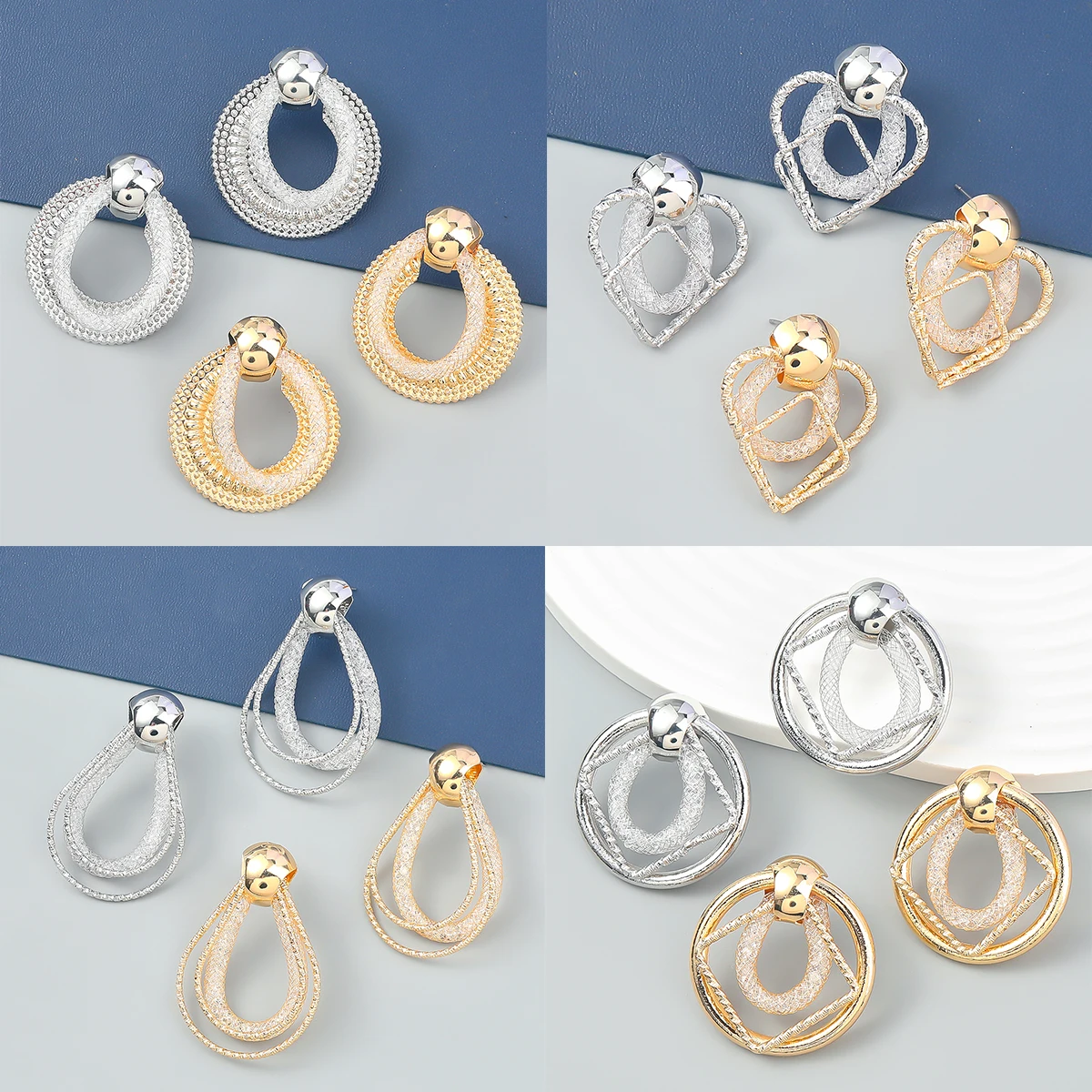 

Pauli Manfi 2022 New Metal Geometric Dangle Earrings Casual Party Simple Statement Earrings Korean Women's Earrings