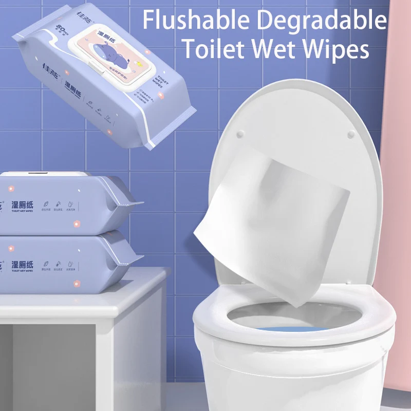 

160 Count Flushable Wet Wipes Cleaning Personal Wipes Biodegradable Toilet Tissue Adult Wet Wipes Septic and Sewer Safe