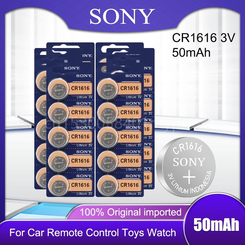 

SONY Original CR1616 CR 1616 DL1616 ECR1616 LM1616 1616 3V Lithium Battery Button Coin Cell for Watch Remote Control Toy Clock