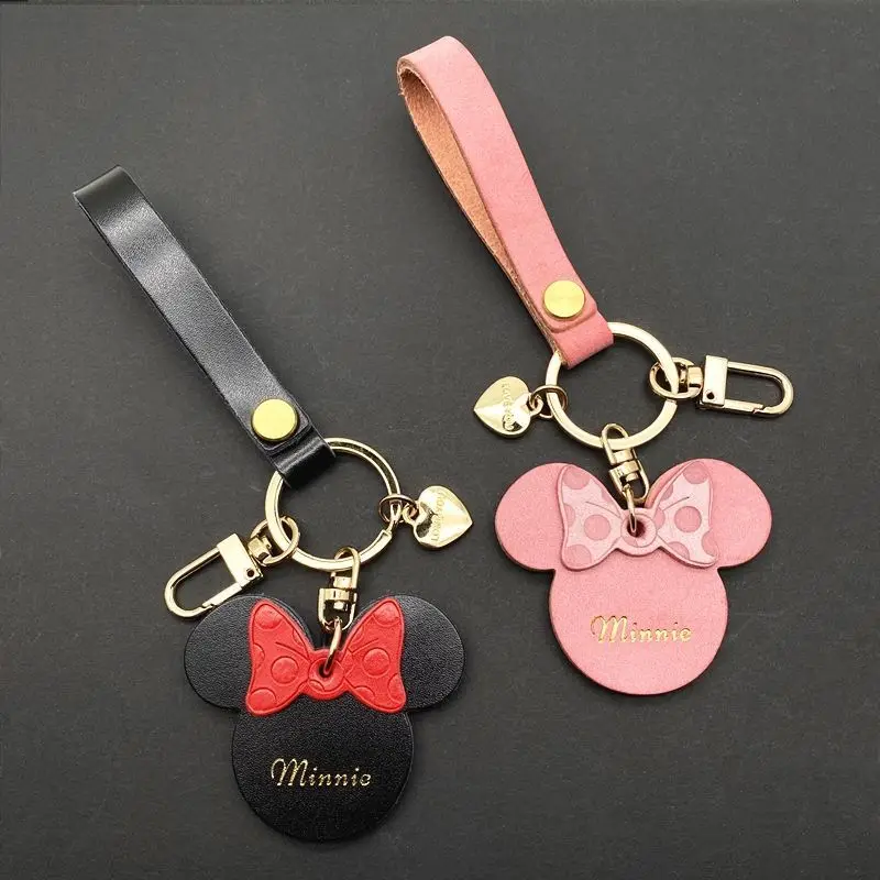 

Internet Celebrity Car Key Ring Pendant Female Cute Cowhide Mickey car accessories for girls car accessories key chains