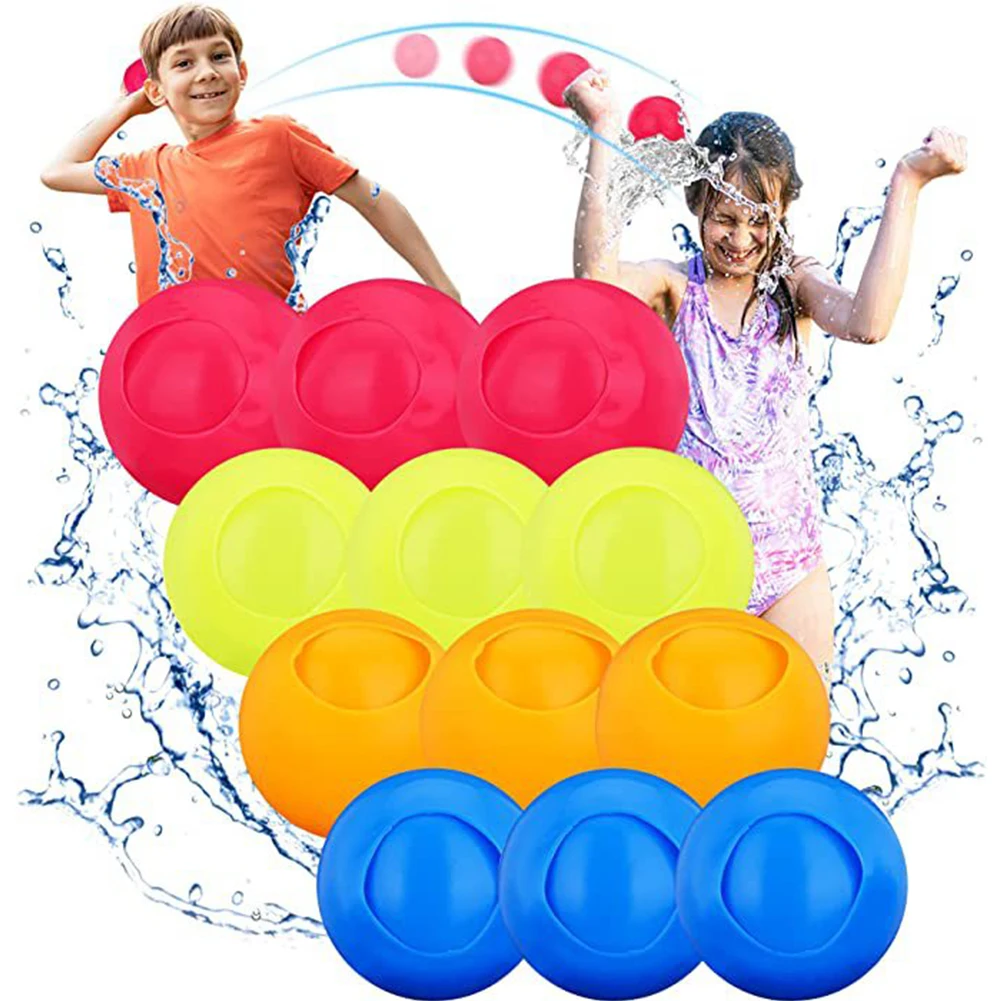 

12pcs Reusable Water Fight Splash Ball Toy Party Swimming Funny Beach Backyard Waterfall Self Enclosed Self Sealing Ball Toys