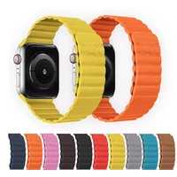 leather loop strap for apple watch band 44mm 40mm 38mm 42mm 41mm smartwatch bracelet iwatch series 3 4 5 6 se 7 45mm