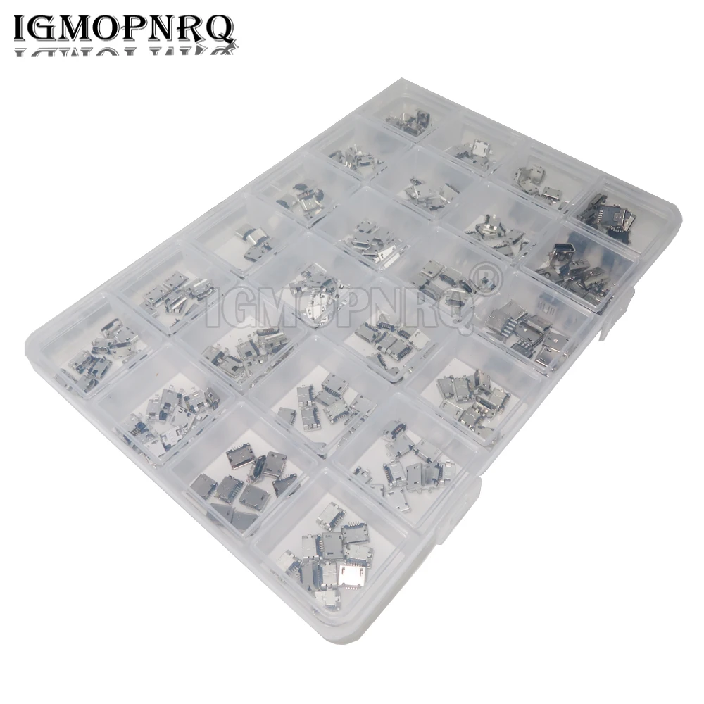 

24 Kinds Micro Usb Box Mini Mobile Phone Charging Accessories Connector Socket Jack MP3/4/5Pin 240PCS/Set