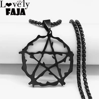 goth wicca pentagram grunge pentacle necklace witchcraft stainless steel black color necklace jewelry gothic accessories n1195s