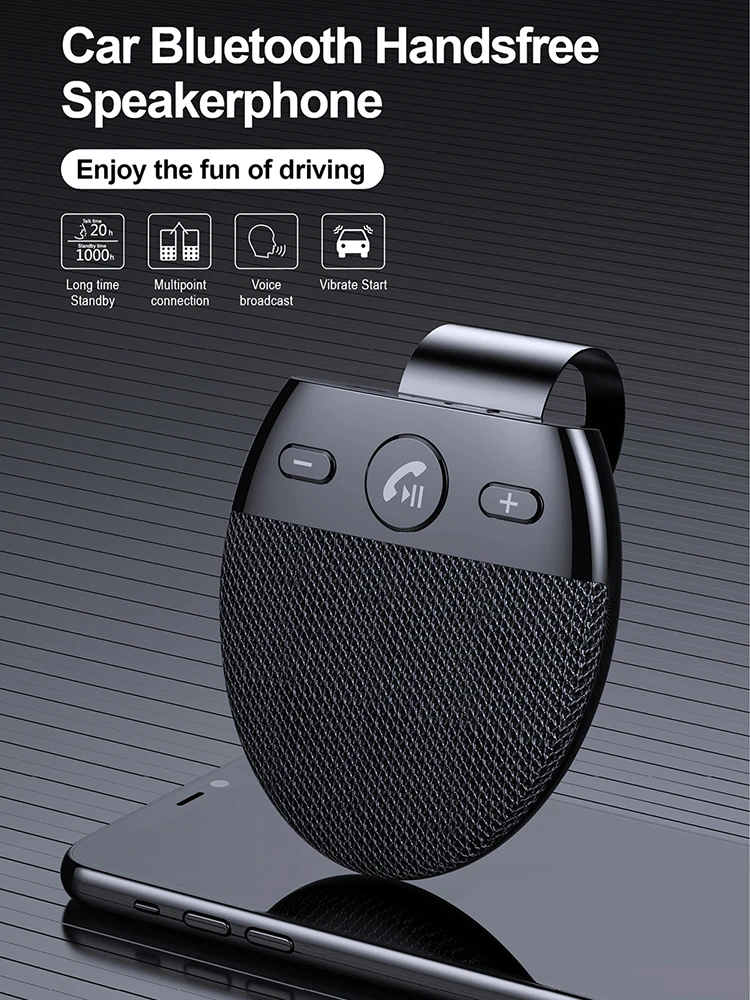 

AWIND Handsfree Bluetooth Audio Receiver Wireless Sun Visor Bluetooth Car Speaker Adapter Multipoint Speakerphone Manos Libres C