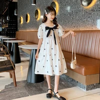 2022 summer girls dresses square kids long dress princess plum blossom party clothes teen child vestidos bow 8 9 11 12 15 years