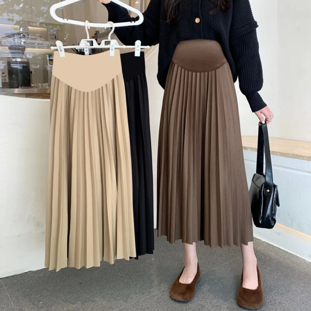 Maternity Pleated Skirt Fashion Spring Winter Maternity Skirts for Pregnant Women Large Size A-line Pregnancy Skirt New Arrival enlarge