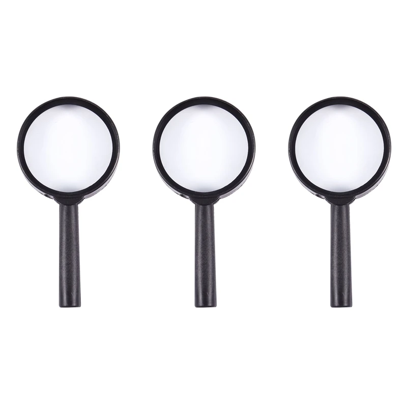 

3X Handheld Black Plastic Frame 40mm Lens 3X Magnifier Magnifying
