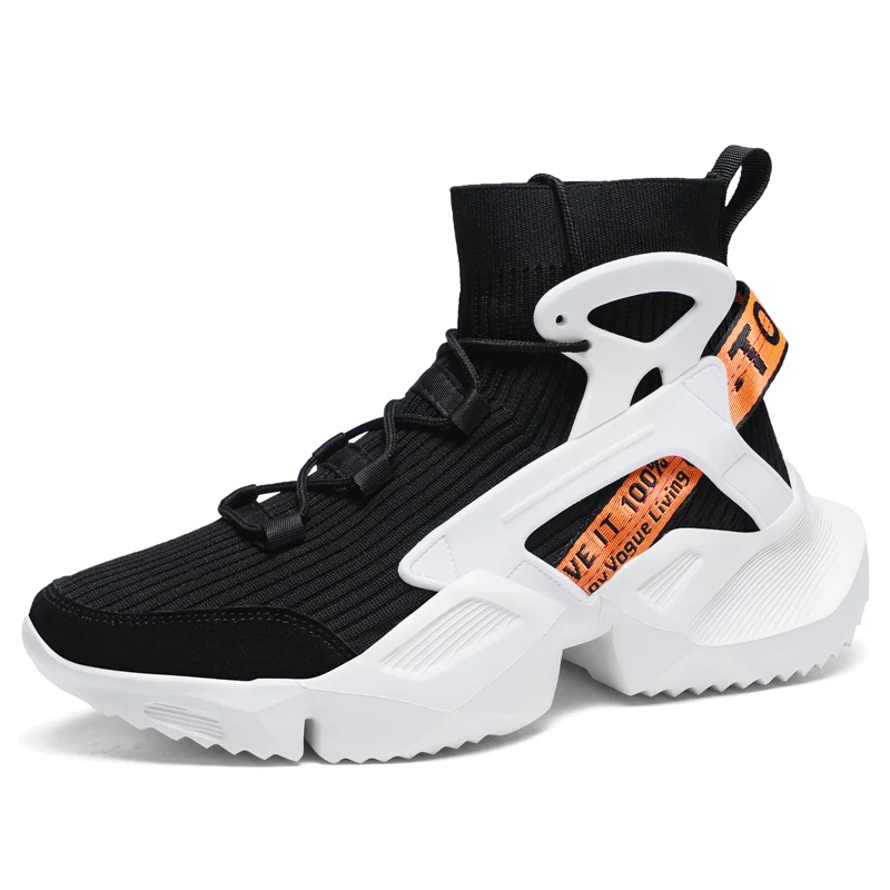 

fitness Breathable Lightweight High-top Socks Shoes Chunky Sneakers Men White Trend Street Light Sports Running Shoes Big Size