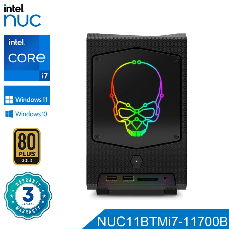 Настольный игровой ПК Intel NUC 11 Extreme Core i7-11700B ДВОЙНОЙ RTX4060 O8G V2 16 ГБ ОЗУ 1 ТБ SSD 650 Вт 80PLUS