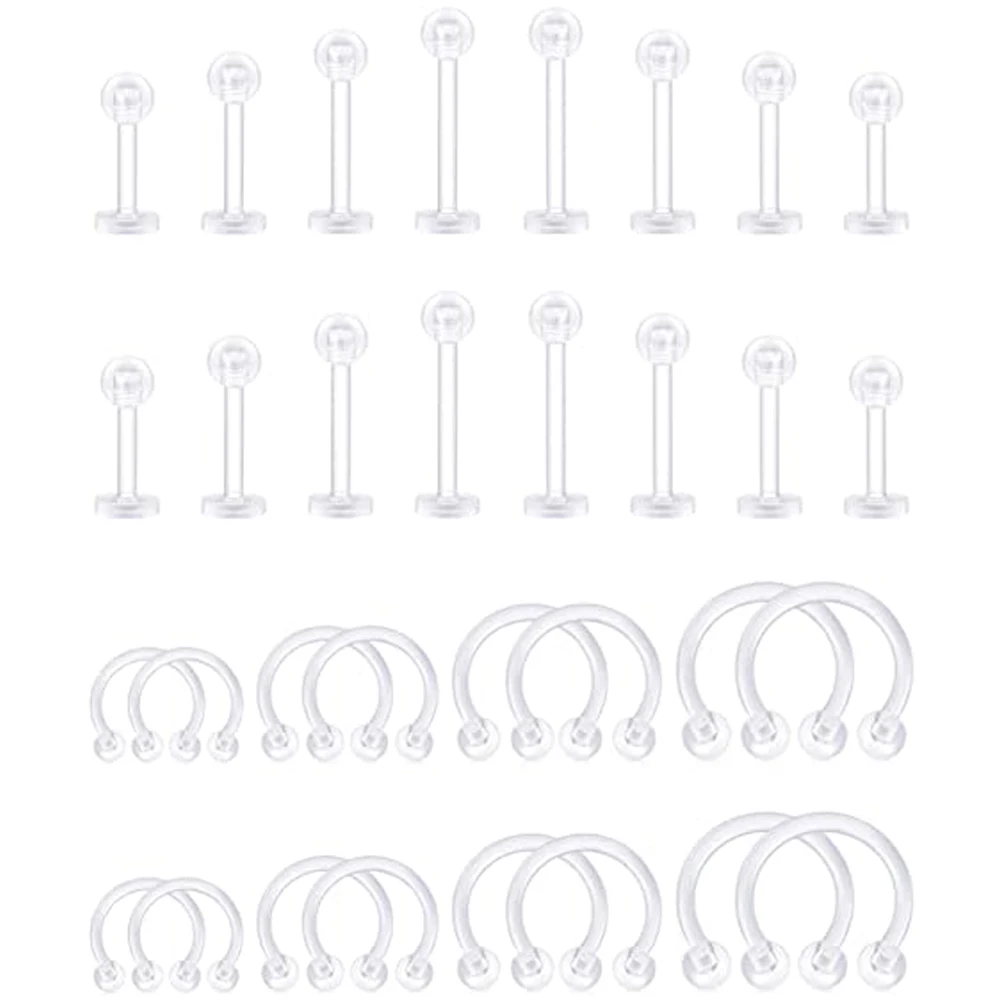 

Прозрачные фиксаторы для пирсинга гибкие хрящевая спираль Daith Rook козелка серьги Bioflex пластиковые кольца для носа перегородки губ бровей