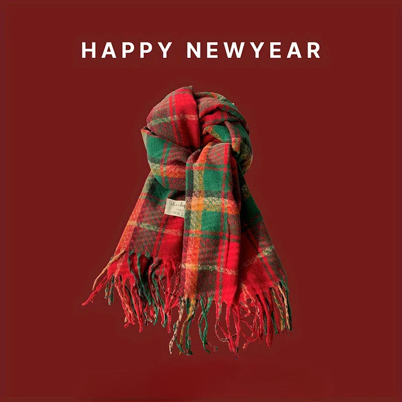 Новый классический красный клетчатый шарф зимняя шаль кашемировая имитация