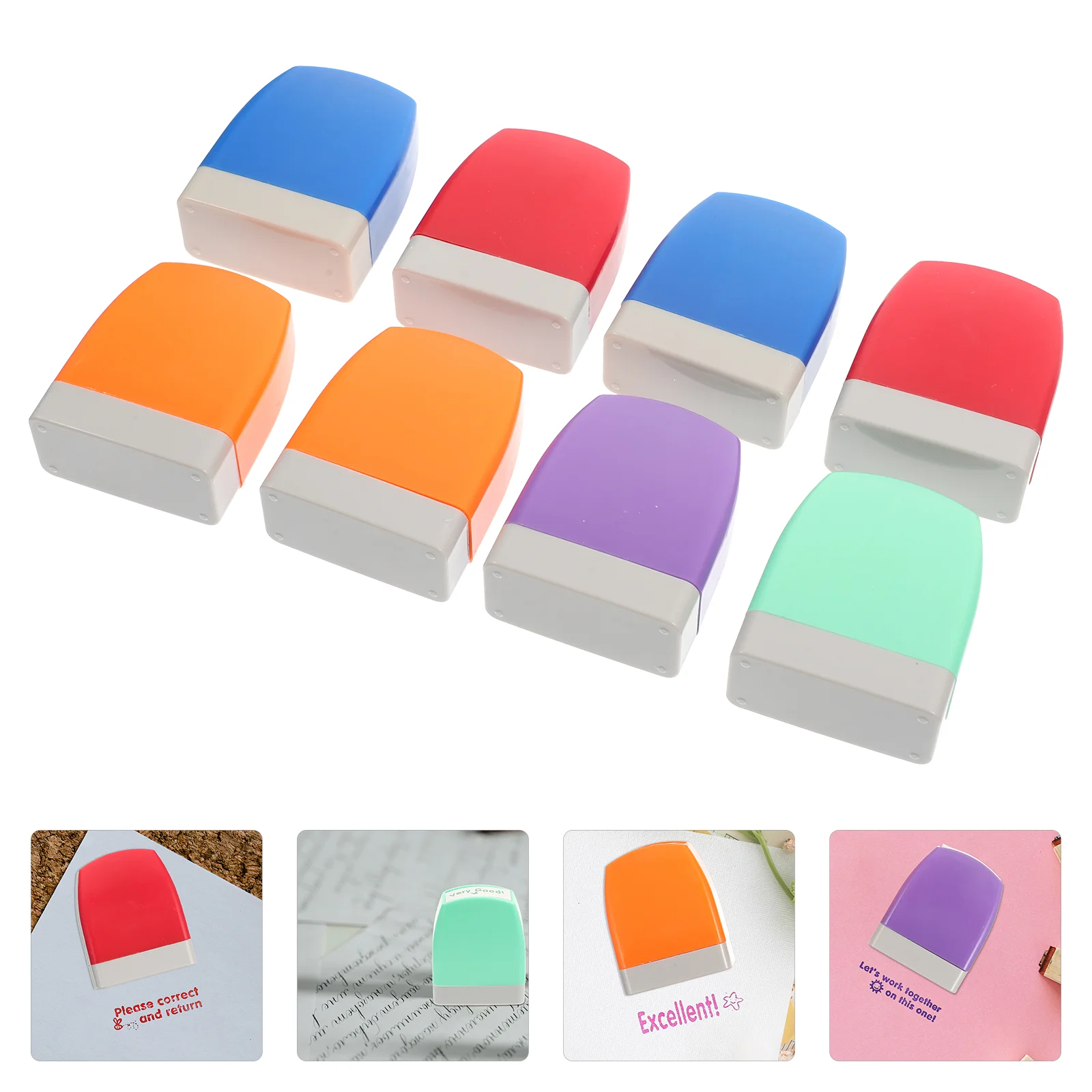 

8 Pcs Encouragement Stamp Set Small Stamps DIY Stampers Portable Teacher Kids Name Comments Students English School