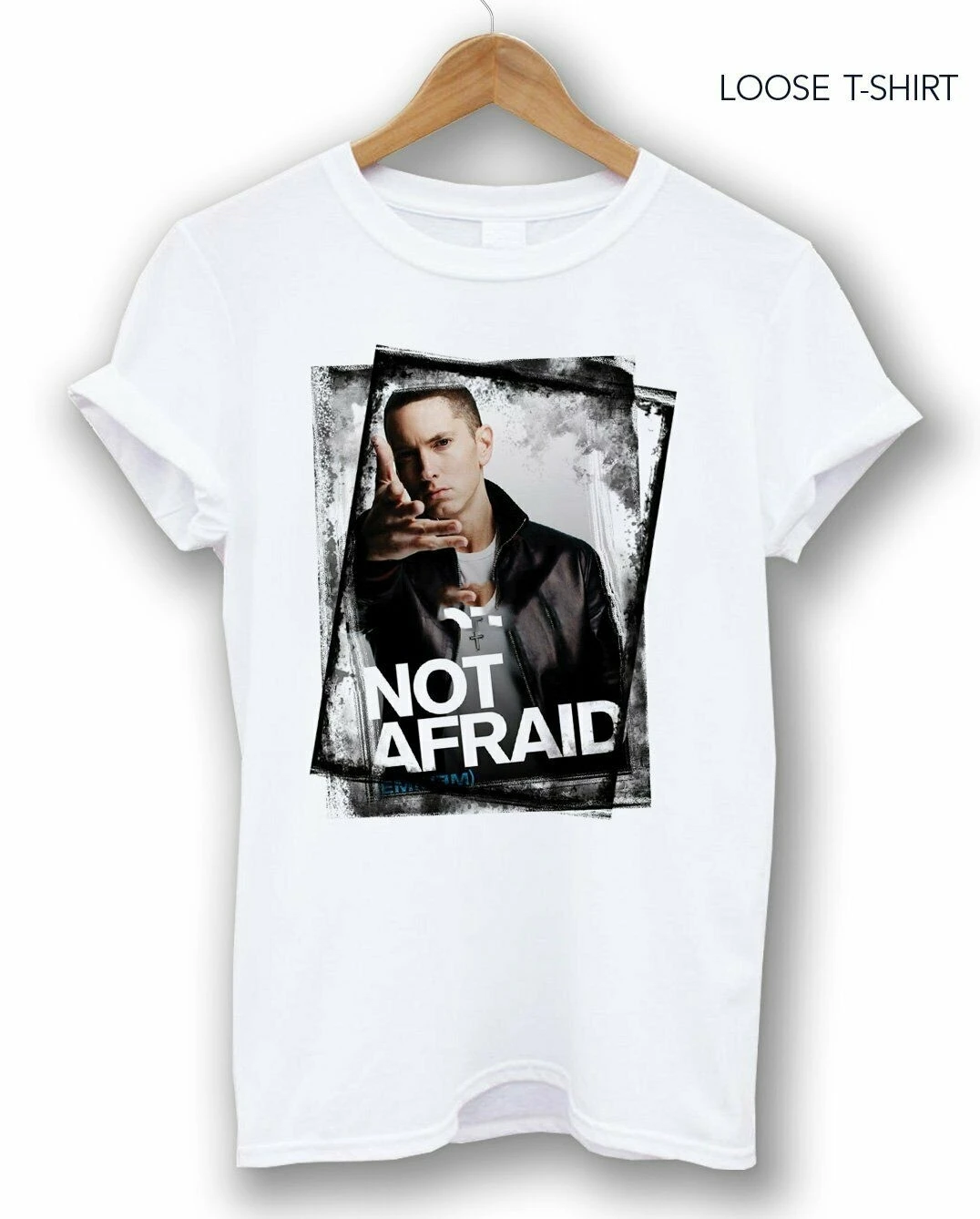 

Not Afraid Eminem Print Cotton T-Shirt Funny Vintage Gift For Men Women