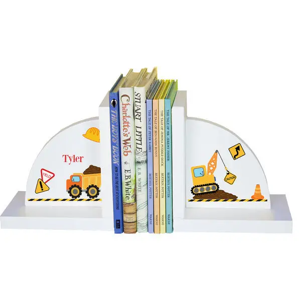 

Personalized Construction Childrens Bookends