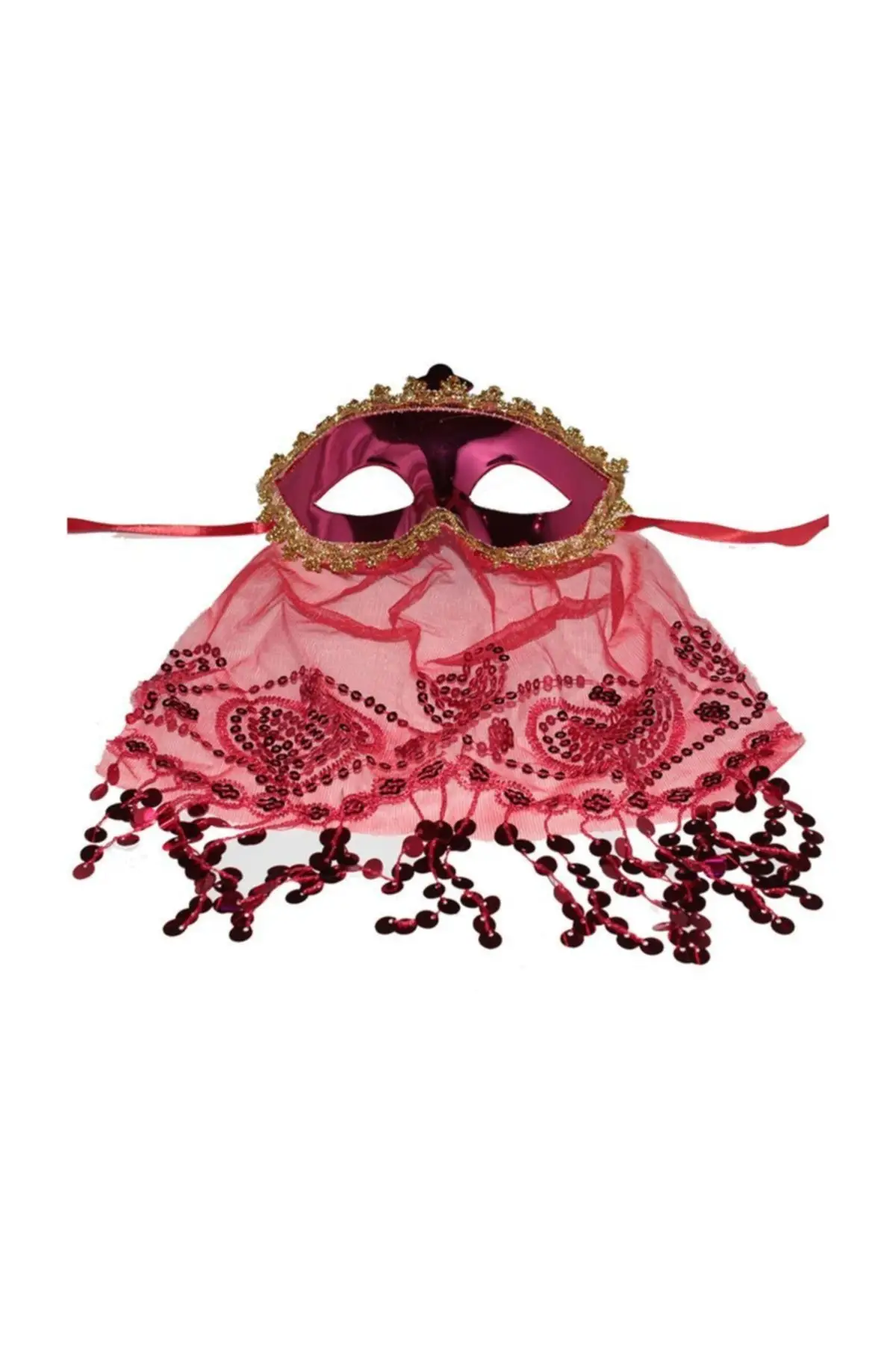 

PandoliAz Barn Red Color Wedding Carnival Mask henna bride veil welon