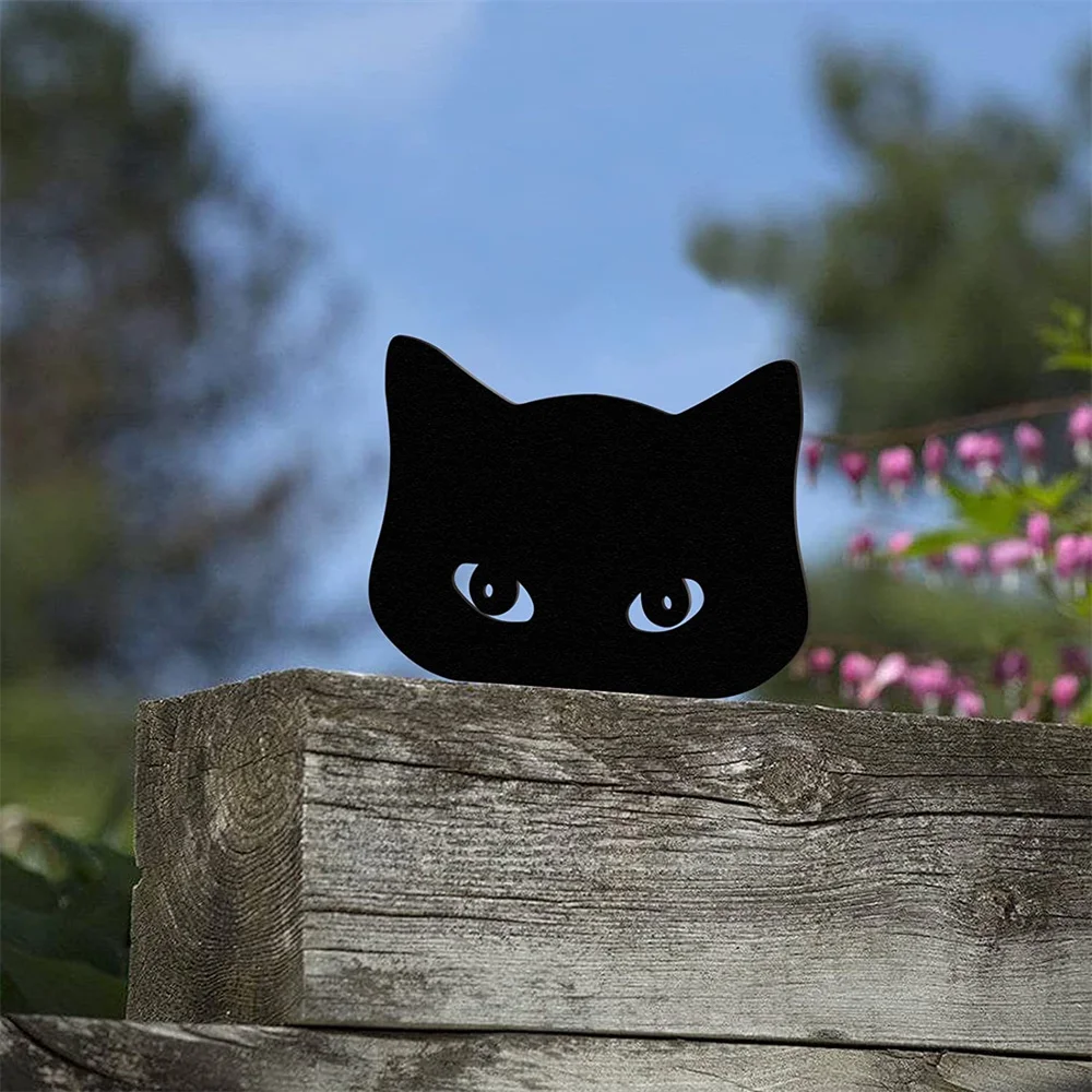 

Искусство, сад, искусство, Черный кот, садовая скульптура, газон, орнамент для кошек, металл, Peeping Cat, животные, двор