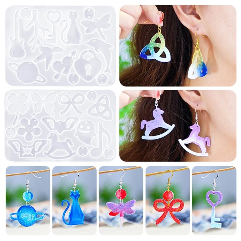 

Multishapes Earring Moulds for Necklace Pendant Keychain Jewelry Hand Making 264E