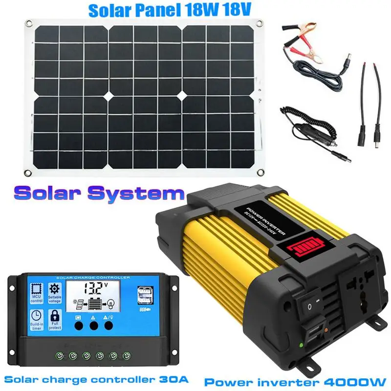 

4000 Вт Инвертор солнечной панели 30A контроллер аварийный генератор солнечной энергии батарея Зарядка USB выход 10,5 в 15 В до 110/220 В