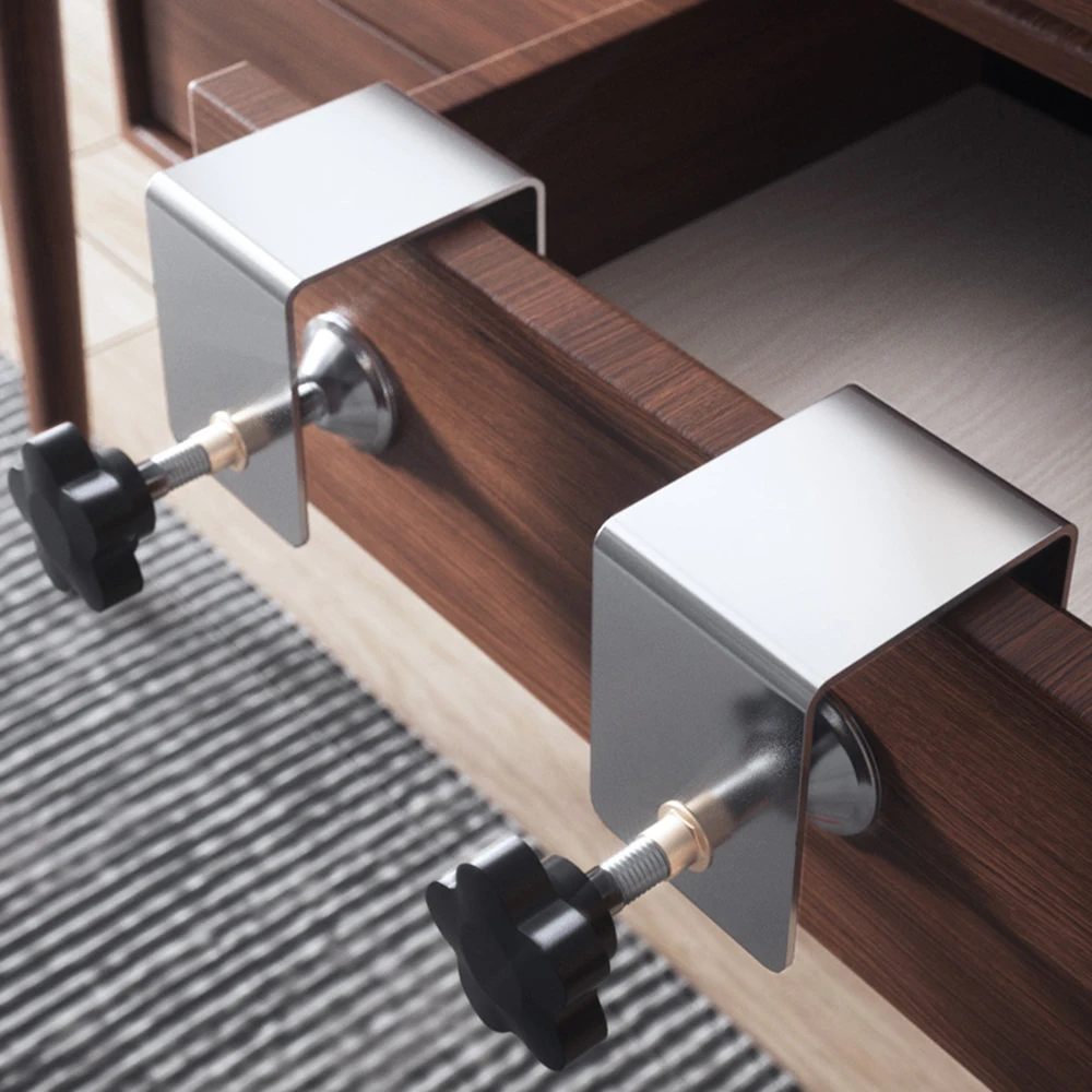 

2pcs Accessories Front Drawer Clamps Tool Installation Cabinet Drawer Furniture Clips Steel Panel Jig Tools Home For Woodworking