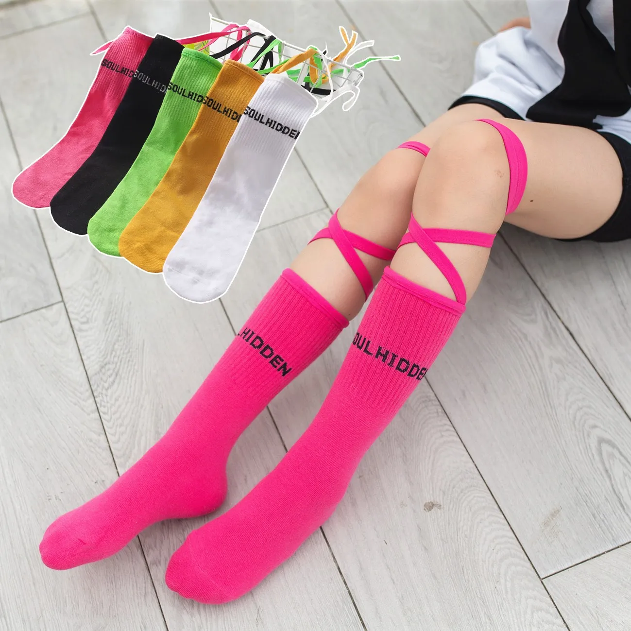 Детские носки для девочек до колена длинные детские с перекрестной шнуровкой