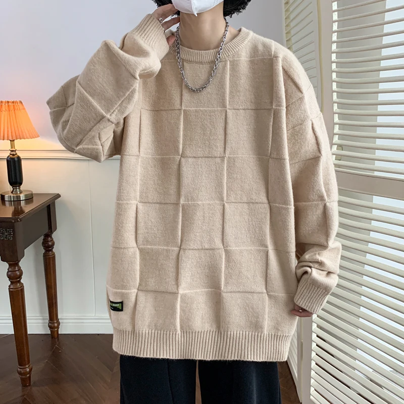 New Style In The Autumn of 2023 Increase Fertilizer Fashion Mens Sweaters Woolen Streetwear Knitted Pullovers Size M-8XL