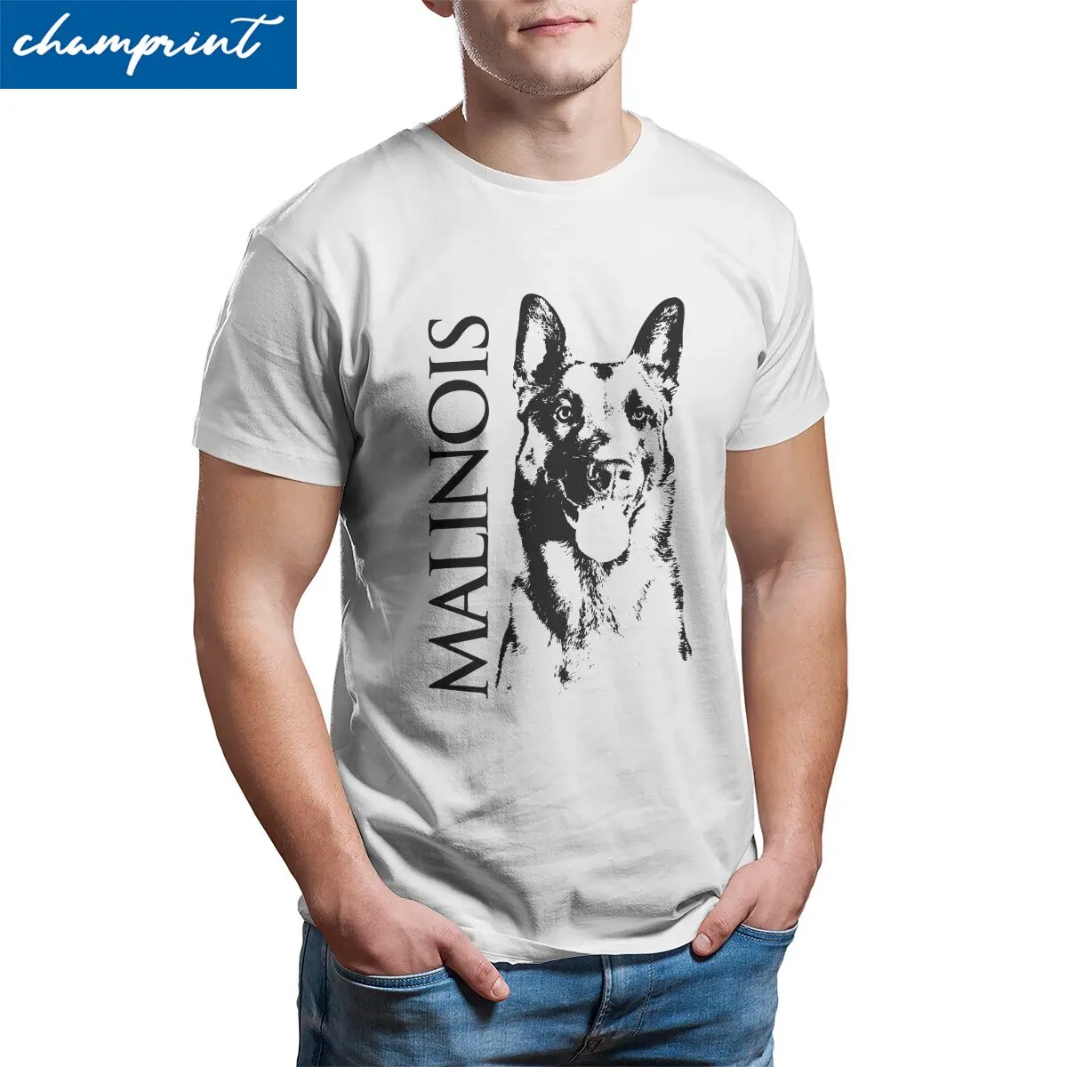 

Malinois Belgian shepherd Mechelaar T Shirt Men 100% Cotton Vintage T-Shirts Crew Neck Tees Short Sleeve Tops 4XL 5XL 6XL