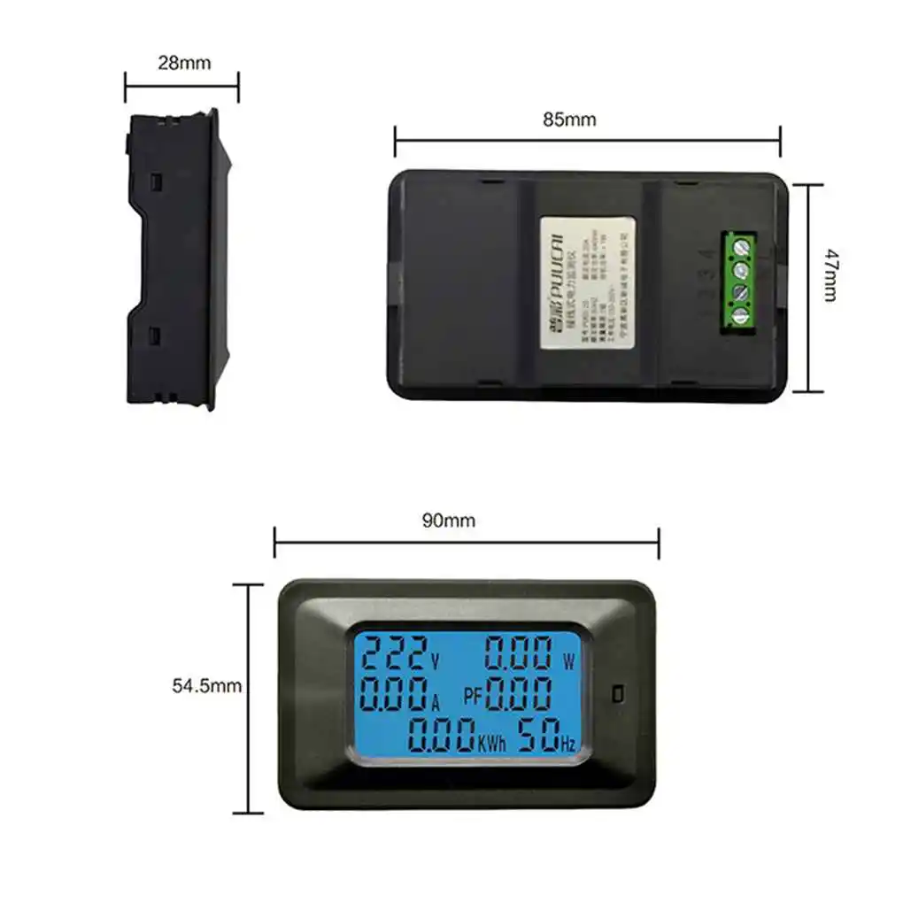 

110-250V P06S-20A P06S-100A Multi Functions Digital LCD Display ARM Processor Voltage Power Meter Monitor