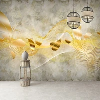 custom 3d modern art wallpaper for bedroom walls luxury decoration golden feather lines wall mural wall paper sticker fresco