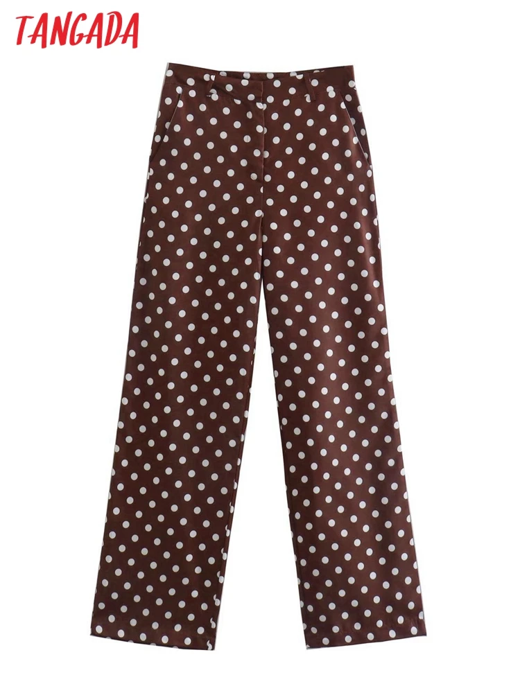 

Брюки Tangada женские с принтом в горошек, модные офисные штаны в винтажном стиле, с карманами, на пуговицах, 4M49
