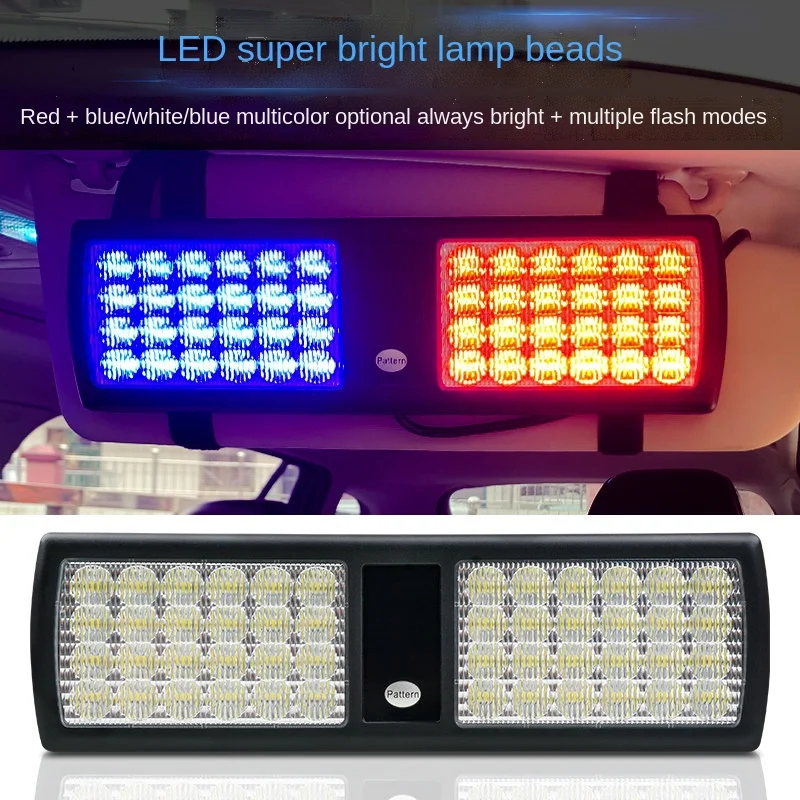 

Ultrath Red Blue Car LED Sun Visor Emergency Strobe Lights 18Flash Modes Hazard Police Warning Light For Law Enforcement Vehicle