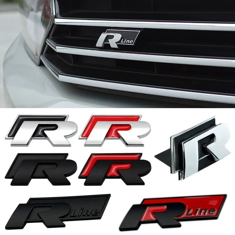 

3D Car Front Grille Emblem Side Rear Trunk Badge Sticker for Rline R Logo Polo Passat B5 B7 Golf 3 4 5 Jetta Touareg Bora Beetle